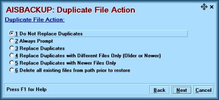 Restore Options Form